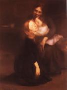 Eugene Carriere Intimacy(The Bog Sister) Spain oil painting artist